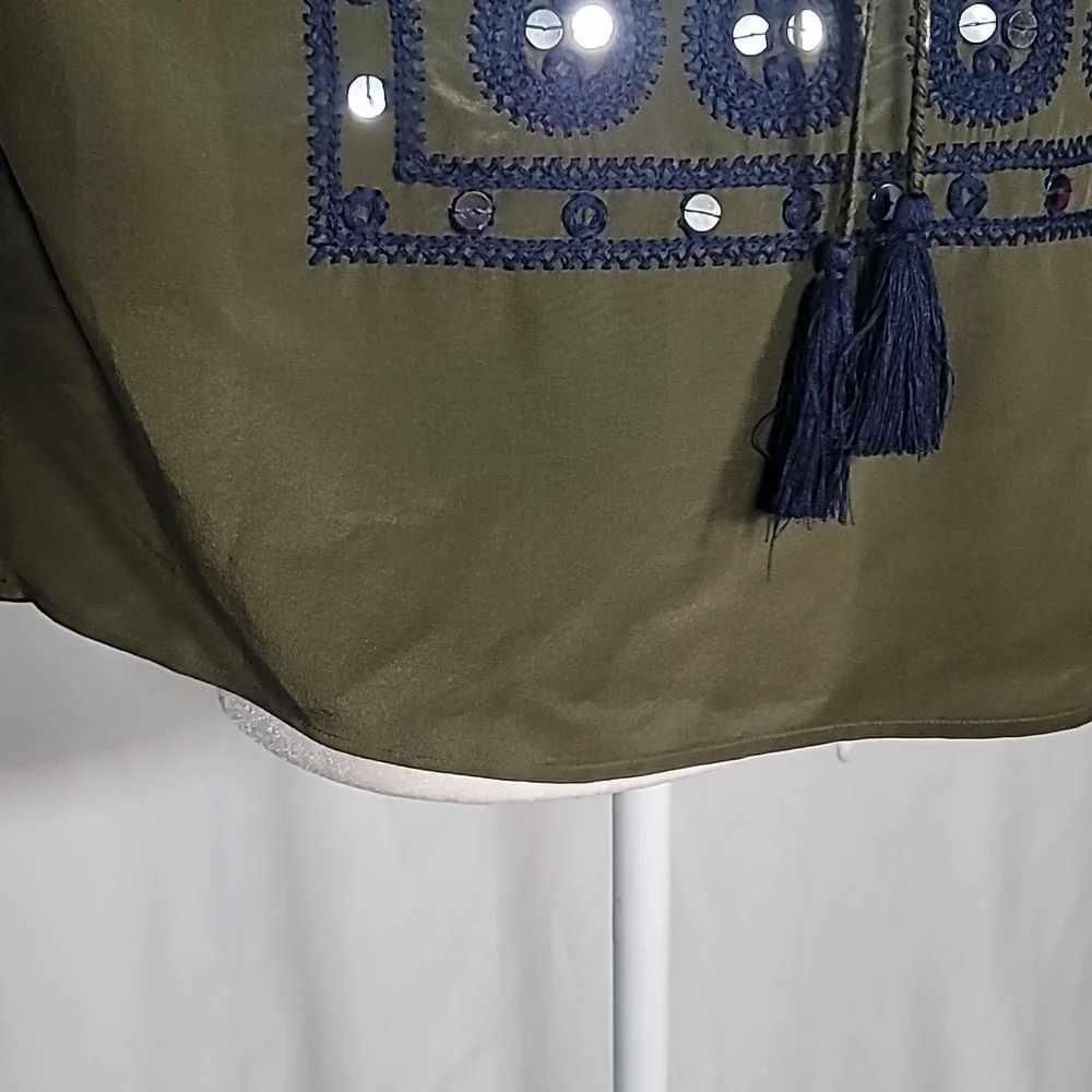 💚 TORY BURCH Silk Top with Sequins and Embroidery Size 2